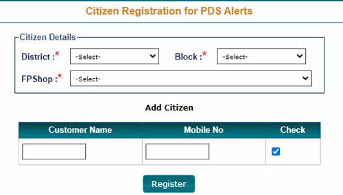Citizen Registration for PDS Alerts