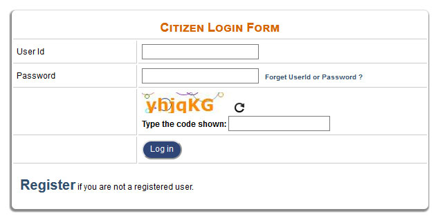 citizen login form