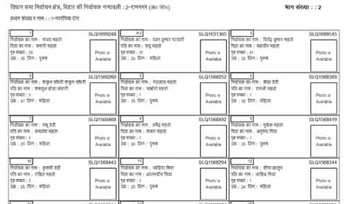 Bihar New Voter List PDF Download