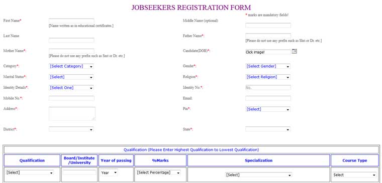 Jobseekers Registration Form 