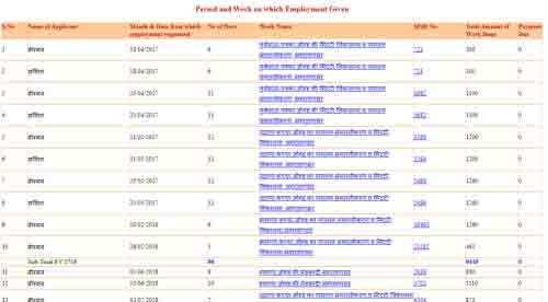Period and Work on which Employment Given
