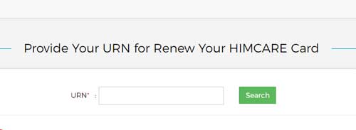 Provide Your URN for Renew Your HIMCARE Card