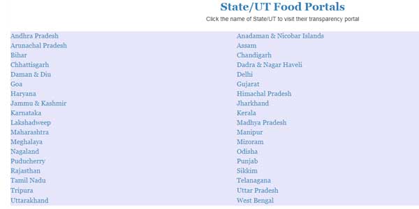 State/UT Food Portals