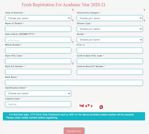 Fresh Registration For Academic Year 2020-21
