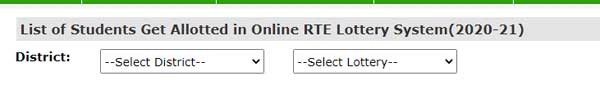 List of Students Get Allotted in Online RTE Lottery System(2020-21)