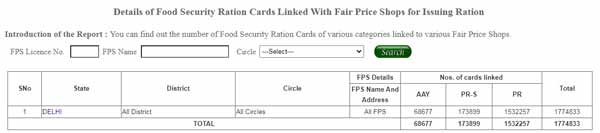 delhi ration card list check