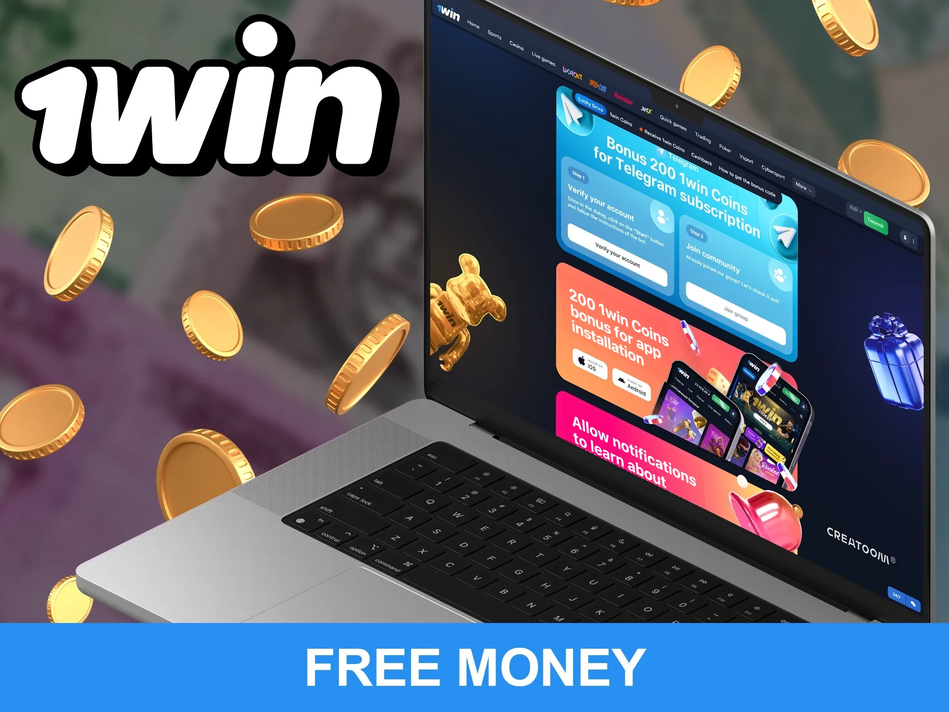 Complete tasks to get free money from 1win.